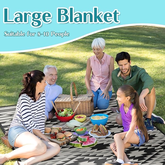 Boho Picnic Blankets Waterproof Foldable 80″X80″ Tribal Large Picnic Mat Outdoor Blanket for Grass Thick Beach Blanket Sandproof Picnic Accessories for Camping Party Park Patio Hiking