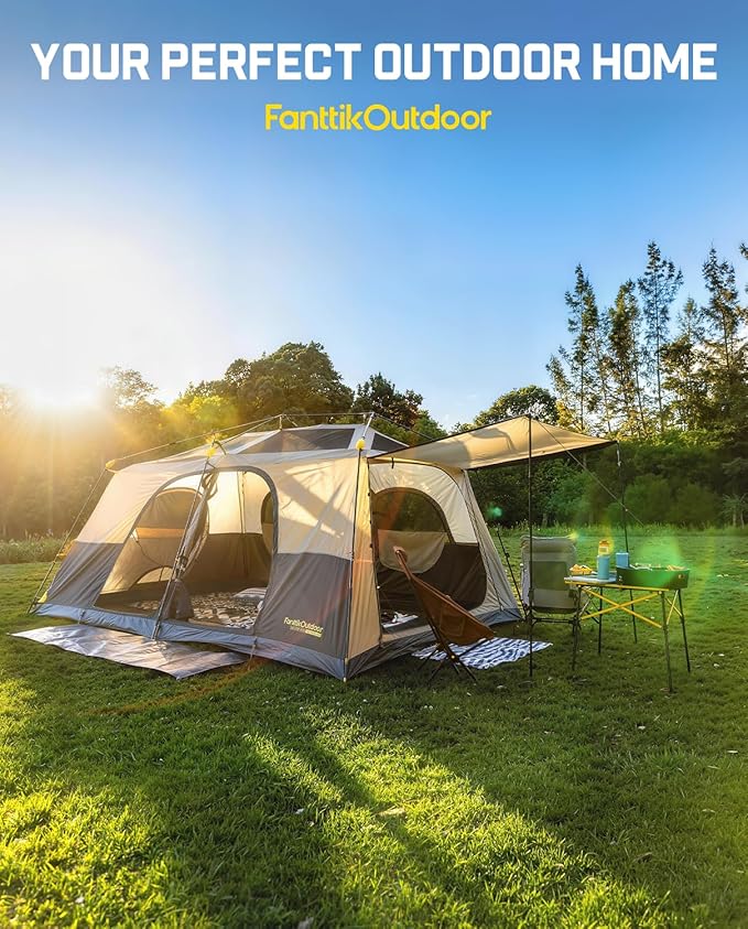FanttikOutdoor Zeta C8/C10 Apex Camping Tent 8/10 Person Instant Cabin Tent Setup in 60s Family Tent with Carry Bag for Family Camping &amp Hiking Waterproof Upgraded Ventilation