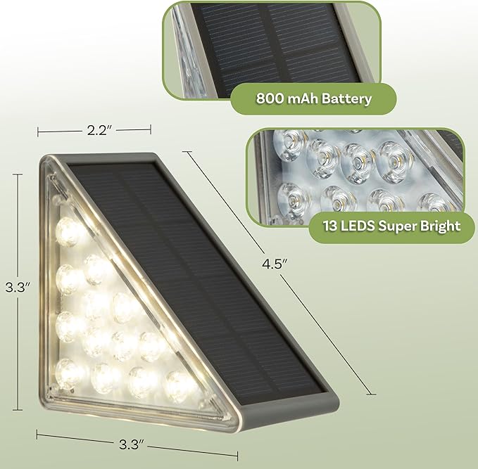 Solar Step Lights for Outside 6-Pack - LED Solar Stair Lights Outdoor Waterproof IP67 Outdoor Lighting for Walkways Deck Front Door Entryway Garden Pathways or Porch by Pure Garden
