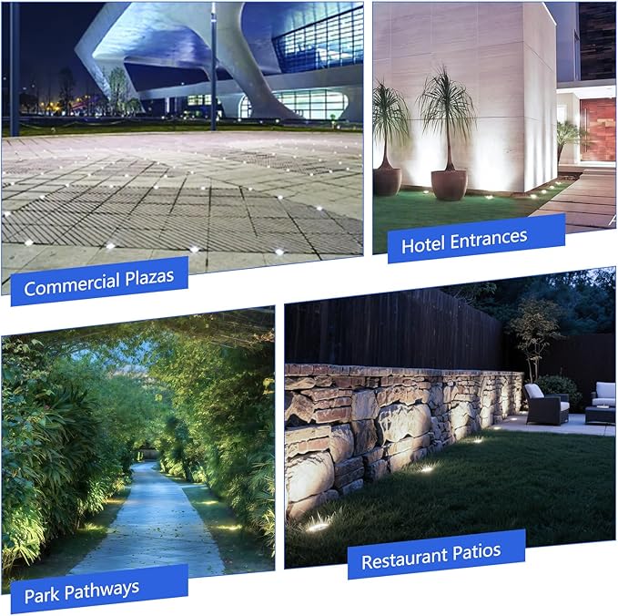 JESLED Low Voltage Landscape Lights 6W LED Well Lights IP67 Waterproof 6000K Bright White In-Ground Lights with Wire Connectors for Pathway Deck Patio Yard Garden (12 Pack)