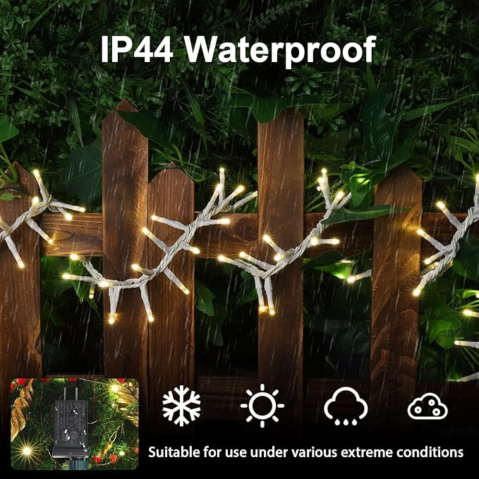 LAMPHOME 500 LED String Lights - 46ft 500LED Outdoor/Indoor Plug-in Twinkle Fairy Lights with 11 Modes - Warm White