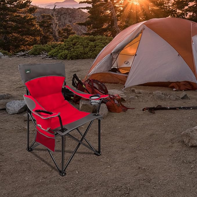 Northroad Foldable Camping Chair Heavy-Duty Outdoor Folding Chair Support Up to 300lbs for Hiking Picnics Patio Beach Fishing (Red)