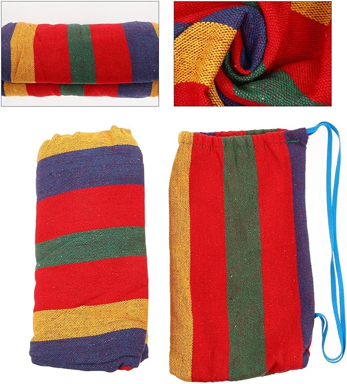 Veemoon Travel Outdoor Camping Single Hammock Portable Canvas Widen Swing Hammock 200x100cm Red Striped for Backpacking and Hiking
