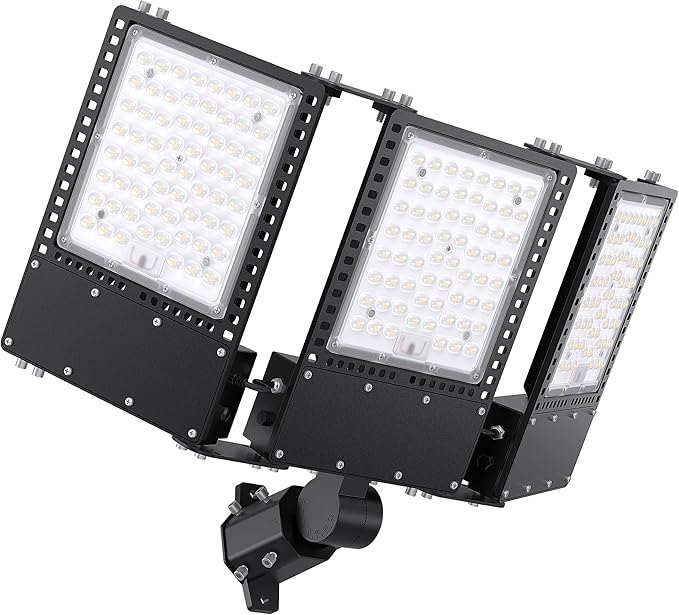 2025 New Upgraded 300W Dusk to Dawn LED Parking Lot Light 45000lm 5000K ETL IP67 Waterproof Adjustable 3-Head Street Lights Outdoor Pole &amp Wall-Mounted Security Flood Lights for Yard