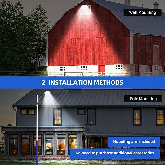 120W LED Barn LightDusk to Dawn Outdoor Lighting with Photocell and Mount arm 5000K Daylight 15600LMIP65 Waterproof Adjustable Angle Outdoor Flood Light for Yard Garage Securtity Area