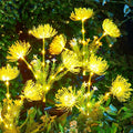 Brightown Outdoor Solar Garden Lights - 4 Pack LED Solar Flower Lights with Glowing Flowers &amp Stems More Realistic Bigger Solar Panel Waterproof Solar Lights for Outside Yard Patio Home Yellow