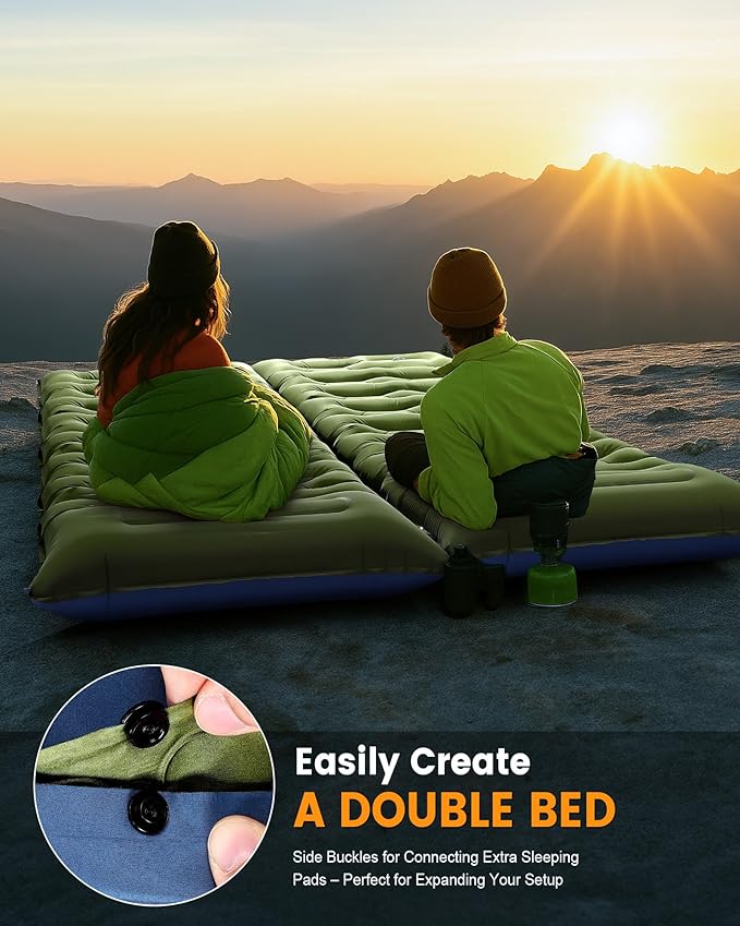 Camping Sleeping Pad5.9 Inch Thick Camping Mat with Built in Pillow and Foot PumpSelf Inflating Sleeping Pad for Camping Backpacking（Green