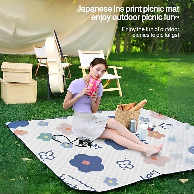 lilaBelle] Thick Picnic Mat【Waterproof Camping Blanket】 Oxford Cloth with PVC Backing Portable Outdoor Cover for BBQ Spring Outing Festival Beach Party Essentials Style A