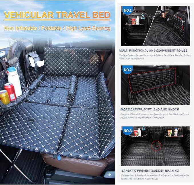 TXGJWRA Foldable Car Mattress Mattress Pads Camping Mattress Travel for Sleeping Non-Inflatable Double-Sided Folding MattressBackseat Air Mattress for Truck SUV UniversalC(黑色)