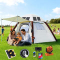 Automatic Inflatable Tents for Camping 4 Person with Solar Panel Easy Set Up Pop Up Tents for Camping with 2-3 Min Family Tents for Camping Windproof Waterproof Blow Up Tents for Traveling