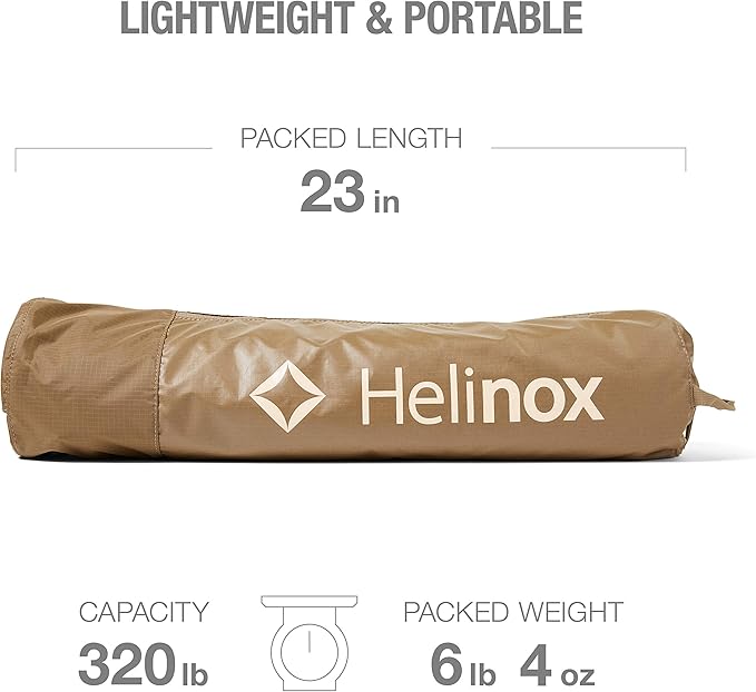 Helinox Cot One Lightweight Compact Collapsible Portable Camping Cot Long Coyote Tan