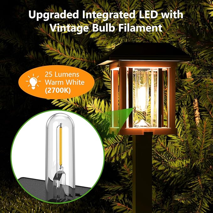 XMCOSY+ Solar Pathway Lights Outdoor 25 LM LED Garden Lights with Seed Glass 2-Tone/Colour Waterproof Solar Powered Decorative Lighting for Yard Landscape Driveway Walkway (Warm White)