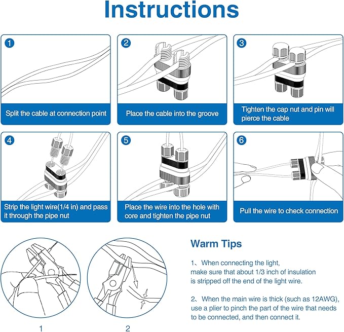 SUNVIE Fastlock2 Low Voltage Wire Connector Landscape Lighting Connectors 12-18 Gauge Waterproof Low Voltage Connectors Outdoor Landscape Wire Connector for Garden Yard Path Lights 24 Pack