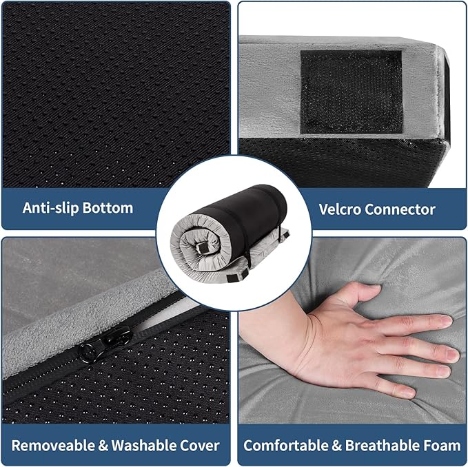 Memory Foam Camping Mattress PadPortable Roll Up Sleeping Pad for FloorCamping Car|Twin Single Kid Cot Outdoor Guest BedRemovable Waterproof Cover Travel Bag