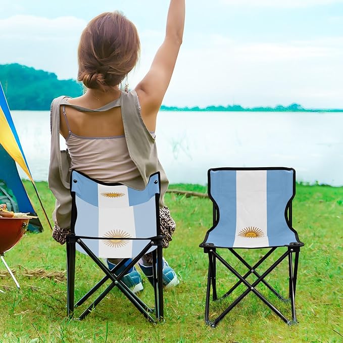 DOMIKING Argentina Flag Kids' Portable Camping Chairs for Outdoor Fishing Chairs with Carry Bag Folding Chair for Travel Camping Hiking