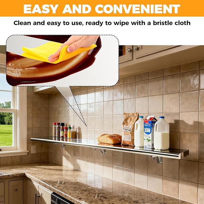 Concession Shelf 70'' L x 12''W Folding Shelf Stainless Steel Food Shelf Stand Serving for Concession Serving Window Food Truck Kitchen Counter