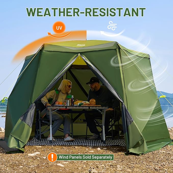 TIMBER RIDGE Easy Pop Up Gazebo Canopy Tent for Camping 11.5 X 9.8 Ft Portable Instant Screenhouse Pop Up Screened in Canopy with Netting for Backyard Patio Outdoor Tailgating Picnics Green