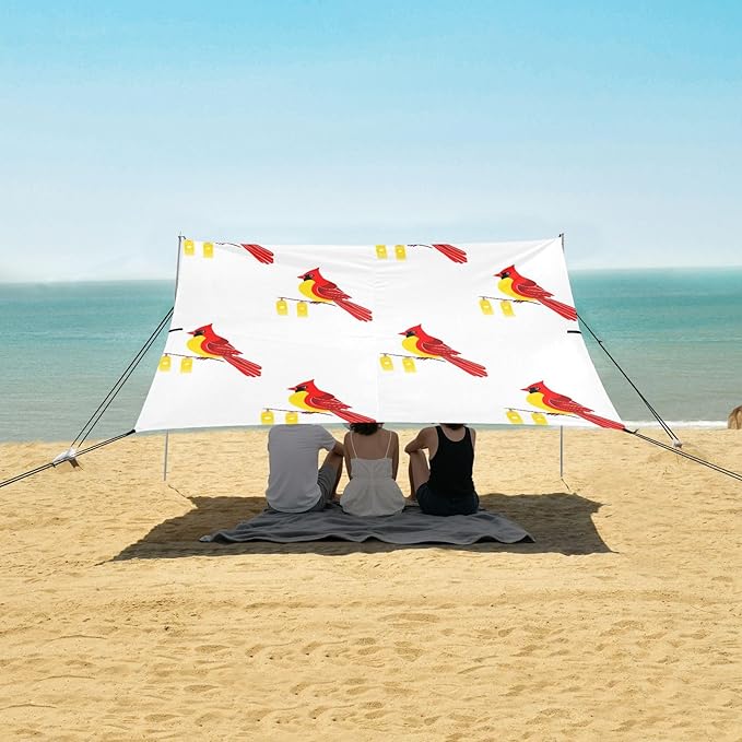 Christmas Northen Red BirdCamping Sun Shelters 9.2 x 10.5 FT Beach Canopy Tent Sun Shade with Carrying Bag for Camping Trips Fishing Backyard Fun or Picnics 21341663