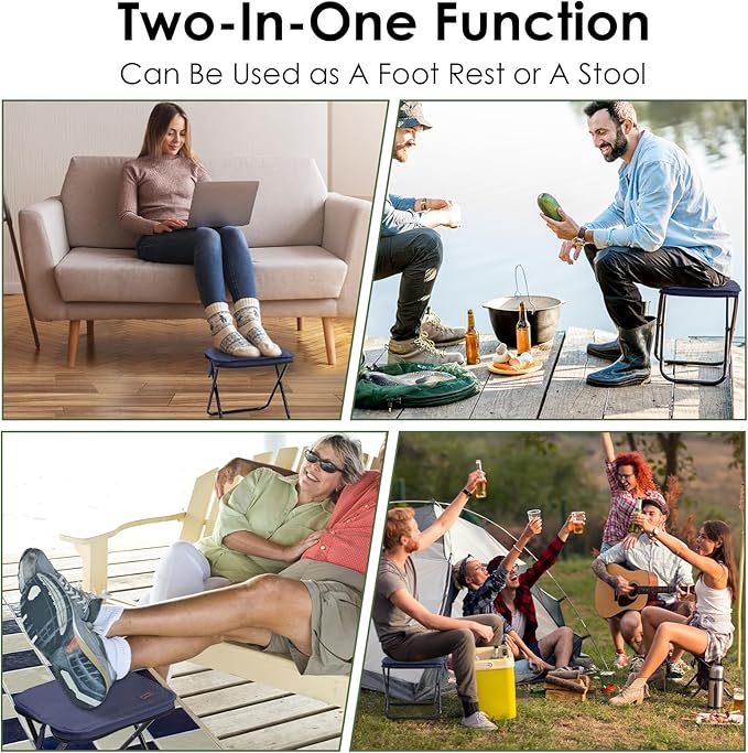MOONCY Portable Stool 13 Inch Small Folding Stool for Adults Ultralight Blue Camping Stools for Hiking and Fishing Hold Up to 265 LBS