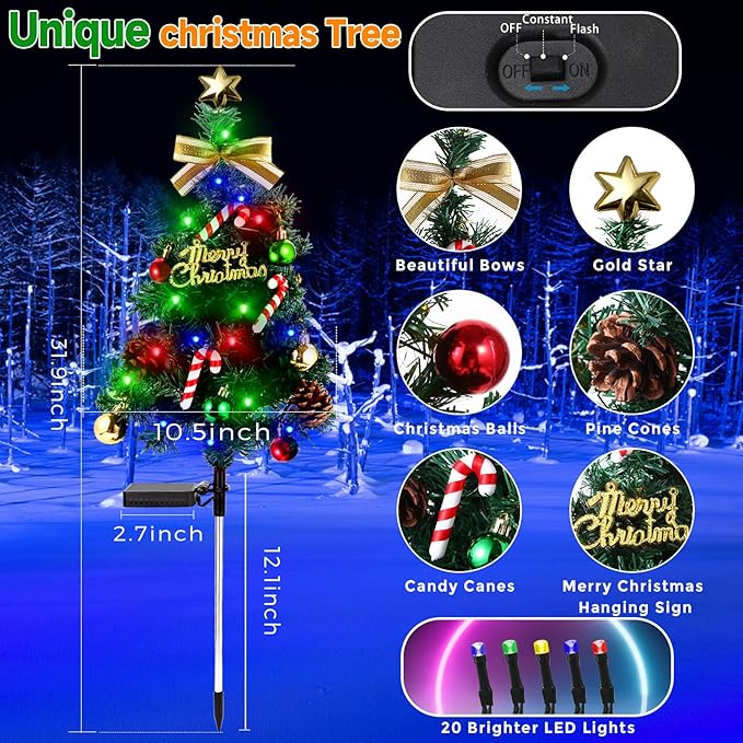 Solar Christmas Decorations OutdoorDEIDOULU Solar Christmas Tree 2 Pack 40 Led Light 2 Modes Outdoor Xmas Tree Light décor Pathway Lights Patio Yard