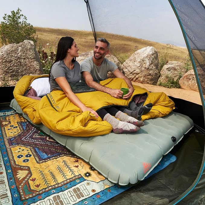 Kelty Kush Queen Air Bed W/Battery-Powered Pump PVC-Free Queen Air Mattress Comfy and Plush 6-inch Pad Carry Bag Included - Indoor/Outdoor Camping Air Bed