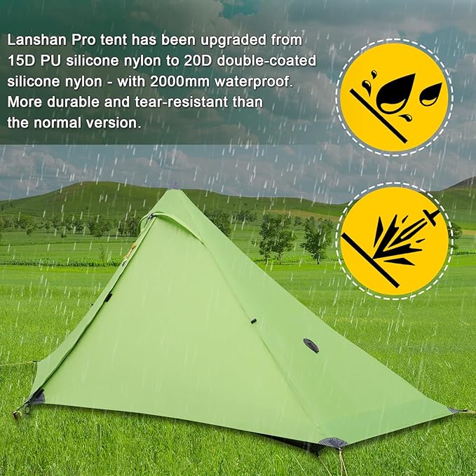 3F UL Gear Lanshan PRO Lanshan Ultralight Tent 3 Season Backpacking Tent for 1 Person Waterproof Professional Tents for Camping Trekking Kayaking Climbing Hiking