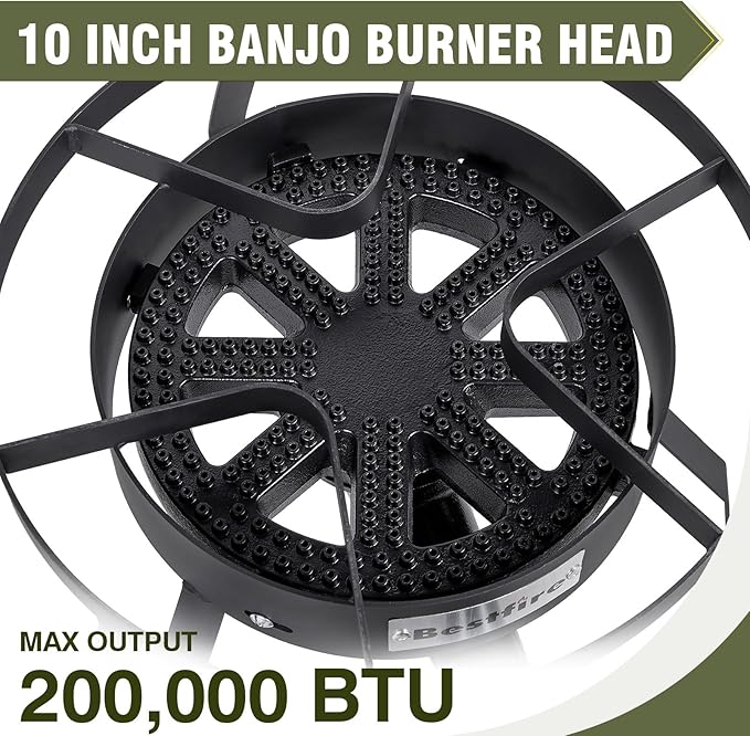 Bestfire 16 Single Propane Burner Camping Stove with 4 Feet High Pressure 0-20 PSI Gas Burner Adjustable Hose 200000 BTU for Frying Camping Home Brewing and Turkey Frying