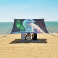 ALAZA Arctic Wolf Polar Lights Beach Tent Sun Shelter UPF50+ Protection Beach Shade Canopy w/ 4 Sandbags for Outdoor Camping Fishing Backyard Fun Picnic 10x9 ft