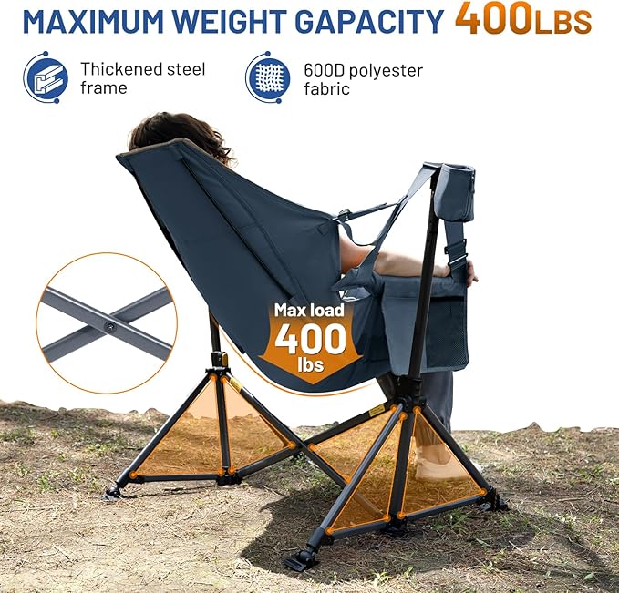 TIMBER RIDGE Hammock Camping Chair Oversized Swinging Hammock Chair with Adjustable Back and Seat for Outdoor Lawn Sports Supports 400lbs Blue