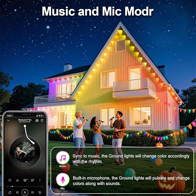 400Ft Permanent Outdoor Lights for House Waterproof IP67 LED Eave Lights with App/Remote Control Outdoor Permanent led Lighting for House Roof DecorChristmasPartyAll Holiday and Daily