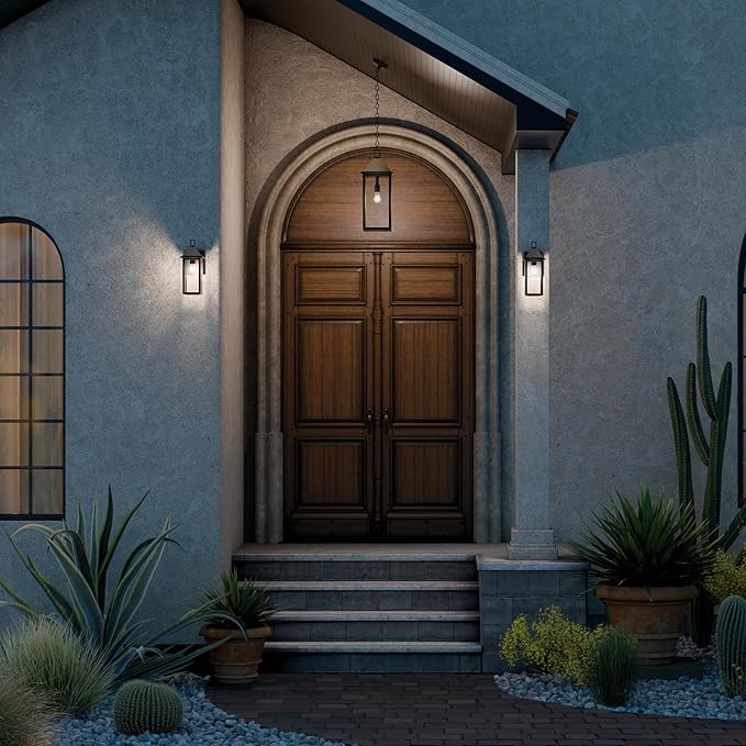 Kichler Prin 1-Light Outdoor Wall Light Updated Traditional Light with Clear Glass in Olde Bronze for Porch Patio or Garage (14 x 5.75) 59157OZ