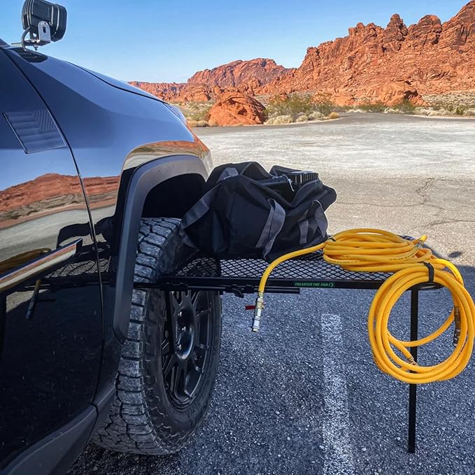 Tire Table Large Aluminum Camping Table for Camp Travel Tailgating Overlanding and Outdoor Work | Installs within Seconds | Stable and Leveled | 33.5 x 28 x 1.5