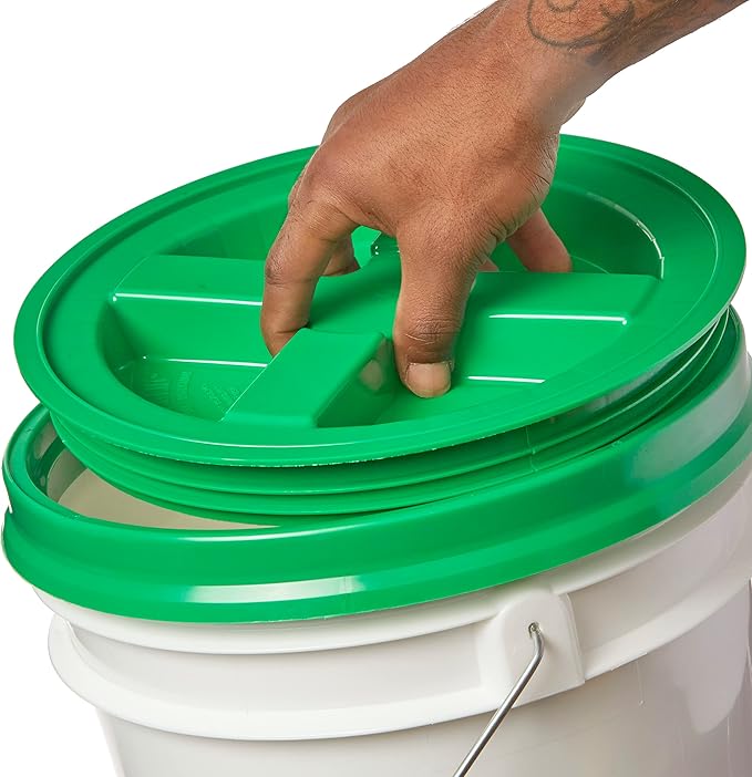 Gamma Seal Lids for 3.5 5 6 and 7 Gallon Buckets – Pack of 6 Green Gamma Lids – Food Grade BPA Free Reusable Lids Made in USA