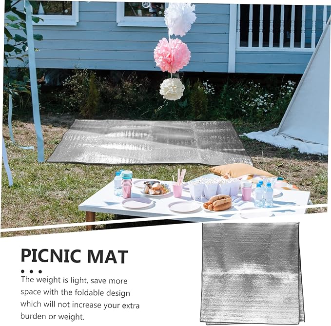 Outdoor Picnic Blanket Thickened Camping Mat Dual Sided Foil for Beach Hiking and Family Picnics Includes Carry Bag