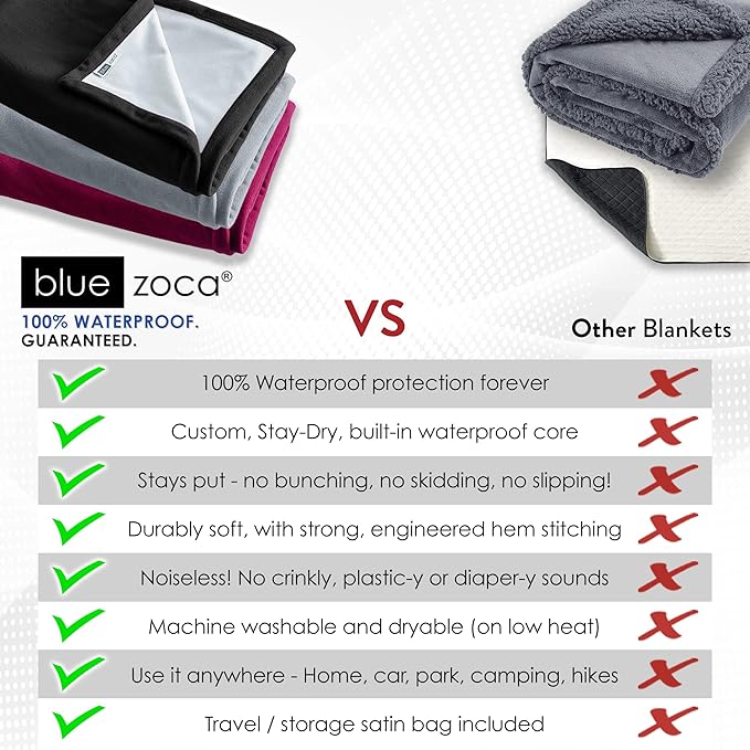 Waterproof Blanket for Bed Intimacy | Cozy Love Blankets Machine Washable &amp Reversible Protection for Couples | Protects Against Spills Pets &amp Accidents - Oversized Queen Size Blanket 65x80