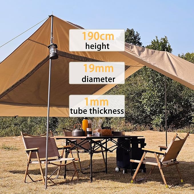 10x16 ft Car Side Awning with Pole Camping Tarp with Screen Window Car Tent for Cars Vans SUV Sun Shelter (Khaki)