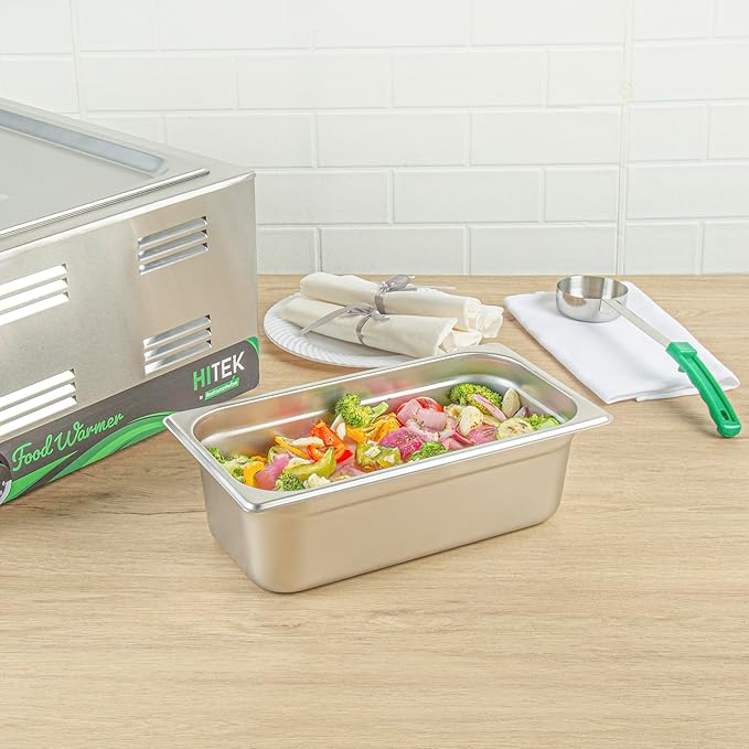 Restaurantware Hotel Pan 1 Count 1/3 Size Anti-Jam 4â€ Deep Freezable 24 Gauge Stainless Steel Steam Pan - Lid Sold Separately for Use in Commercial Kitchens Cafeterias and Catering Events