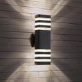 tewei 1 Pack LED Square Up and Down Lights Outdoor Wall Mount Light 3-Layer Black Modern Outdoor Lights for House IP65 Waterproof Aluminum Exterior Lamps for Front Porch Garage Warm White 3000K