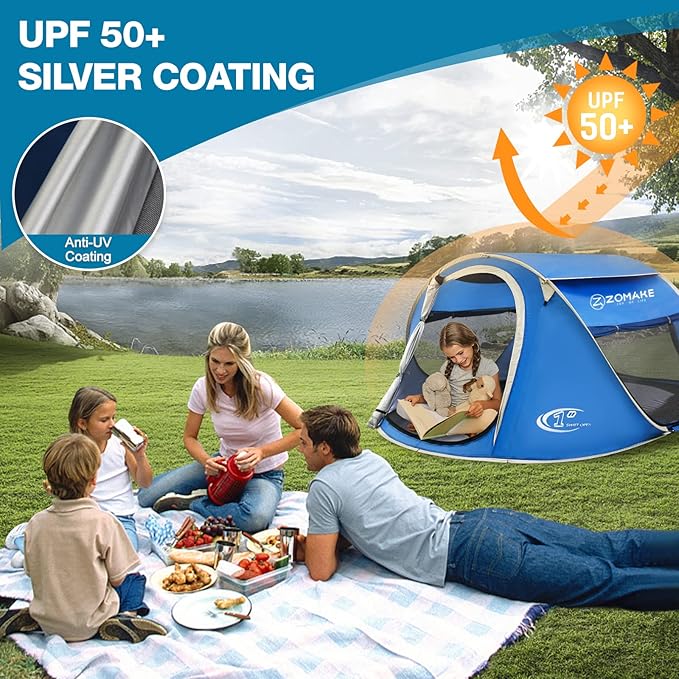 Easy Pop Up Tent 2-4 Person Waterproof - Pop-Up Camping Tents Automatic Tent Throw Pop Up Instant Flip Pop Tent for Campingby ZOAMKE
