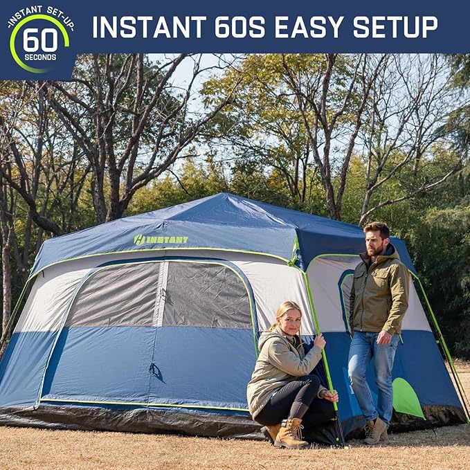 4/6/8 Person Instant Tent Waterproof Pop Up Tents for Camping with Rainfly 60 Seconds Easy Setup Automatic Cabin Tent for Family Camping with Expandable Carry Bag &amp Upgraded Ventilation