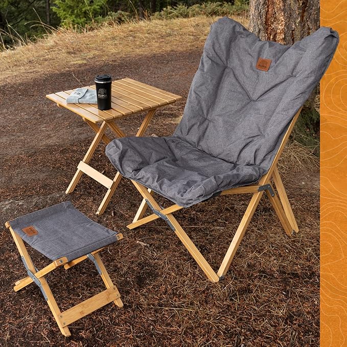 Kuma Outdoor Gear Yoho Bamboo Butterfly Chair with Carry Bag Ultimate Portable Luxury Outdoor Chair for Camping Glamping Sports &amp Outdoor Adventures (Heather Grey)