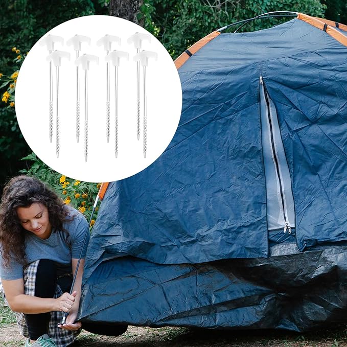 UPKOCH 8pcs Glow-in-The-Dark Aluminum Tent Stakes Heavy Duty Camping Stakes with Windproof Ropes for Outdoor Tents and Tarps