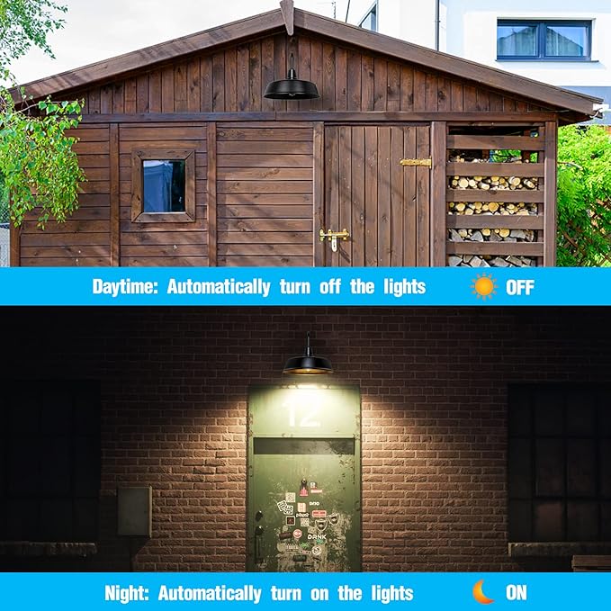 Gooseneck Barn-Lights Outdoor Fixture - 18 inch Farm Style Black Large Lighting Farmhouse Exterior Sconce Wall Light for House Dusk to Dawn Sensor Front Door Porch Garage (18 inch)