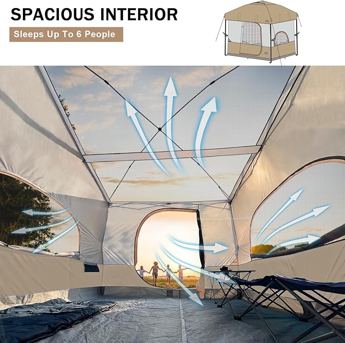 KAMPKEEPER 6 Person Camping Tent 10x10 Pop Up Canopy Tent with Camping Inner Tent Converts 10'x10' Straight Leg Canopy into Camping Tent–Fully Vented Roof(Canopy &amp Frame Included)