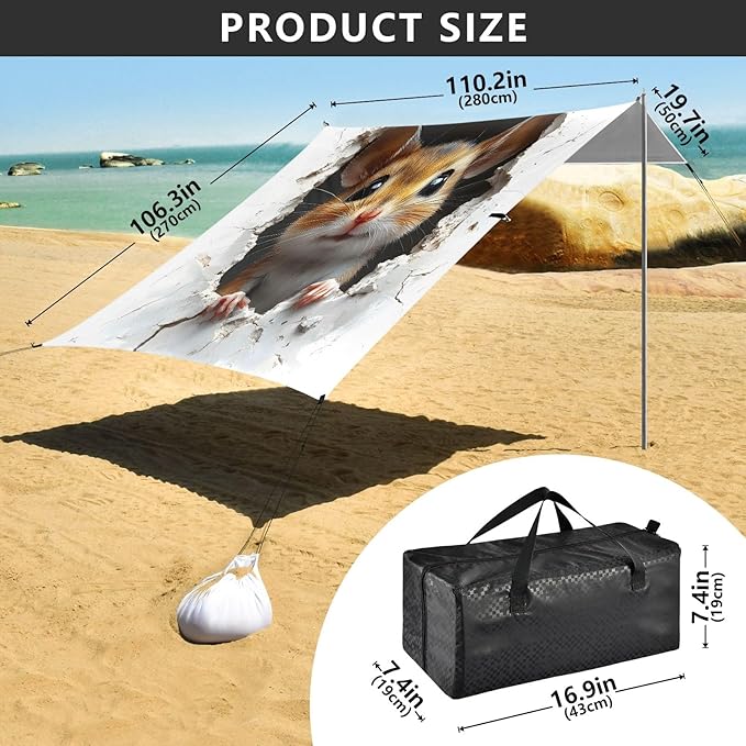Camping Sun Shelters Mouse Broken Wall Beach Canopy 126 * 110.2in