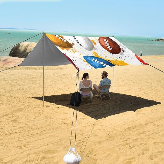 Rugby Pattern (25) Camping Sun Shelter Beach Tent Portable Beach Sun Shade Outdoor Canopy for Camping Trips Fishing Picnic