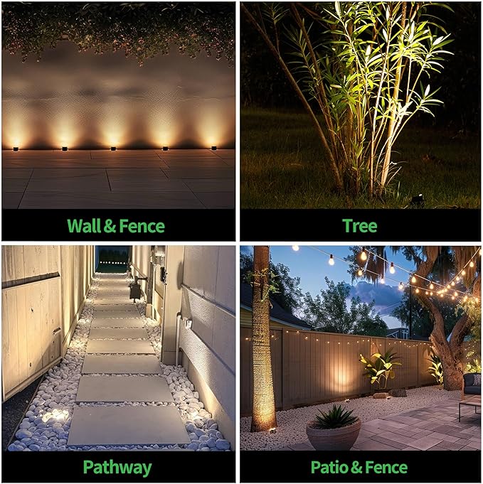 Low Voltage Landscape Well Lights Outdoor LED In-Ground Lights Warm White 3000K 12V IP67 Waterproof Hood Top Aluminum ORB Uplighting for Trees 420LM 12 Pack