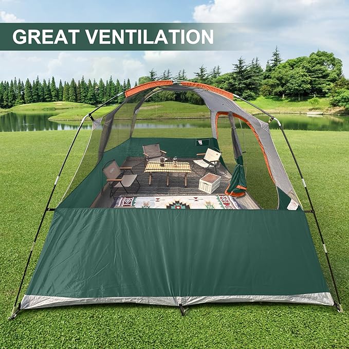 CAMPROS CP Upgraded 6/8 Person Camping Tents Waterproof Windproof Family Tent with Larger Mesh Windows &amp Door Double Layer Easy Set Up All-Season Dome Tent with Top Rainfly &amp Carry Bag
