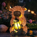 DKJOCKY Highland Cow Garden Decor Statue with Solar Light Lantern Birthday Gifts for Women Mom Grandma Funny Waterproof Resin Figurine Outdoor Decorations for Yard Patio Lawn Balcony Porch