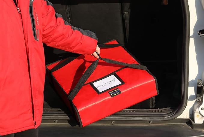 New Star Foodservice Insulated Pizza Delivery Bag 18 x 18 x 5 Inch Red